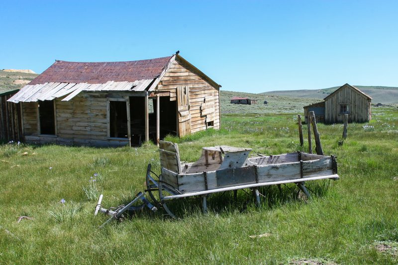 Barn and sled.